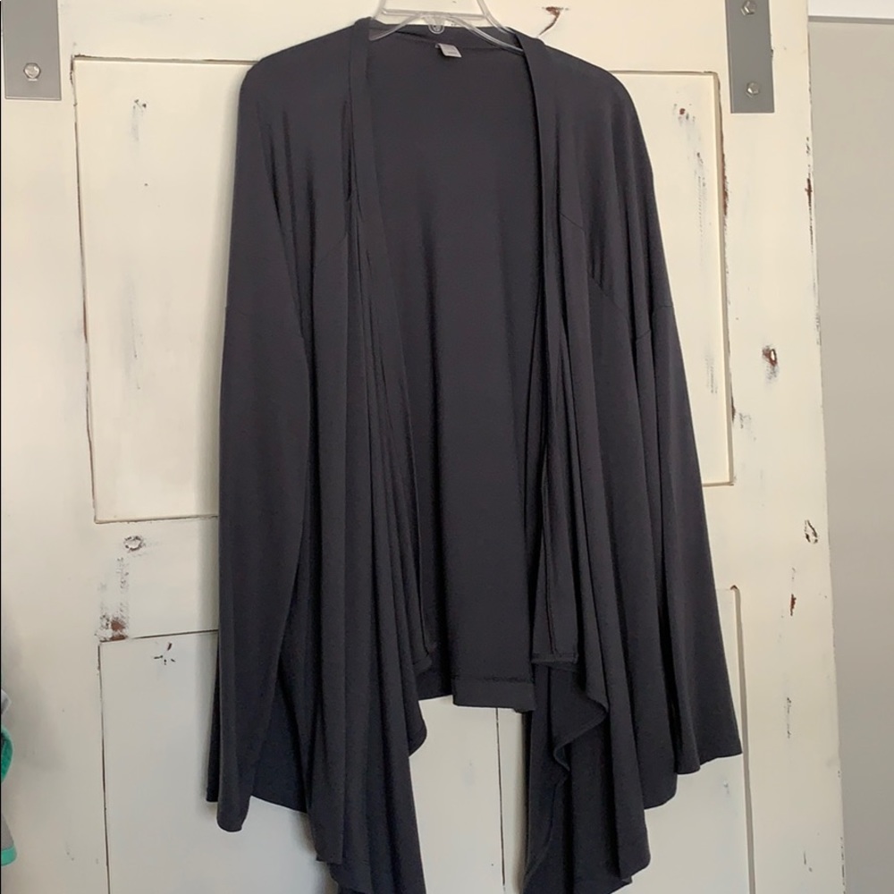 Gray Tapered Open Sweater Cardigan